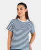 Round Neck Cotton Blend Blue T-Shirt
